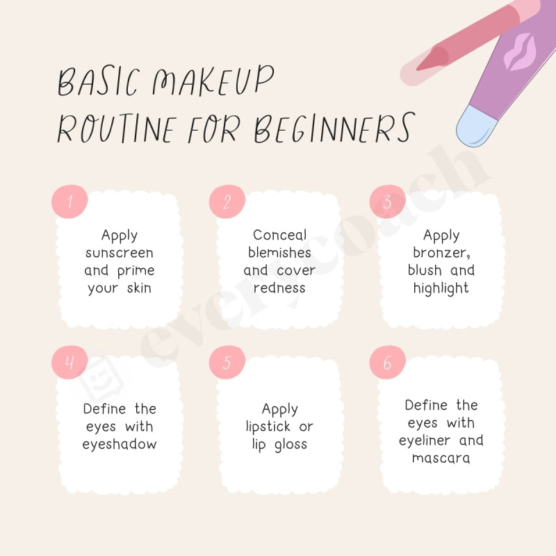 Basic Makeup Routine For Beginners Instagram Post Canva Template