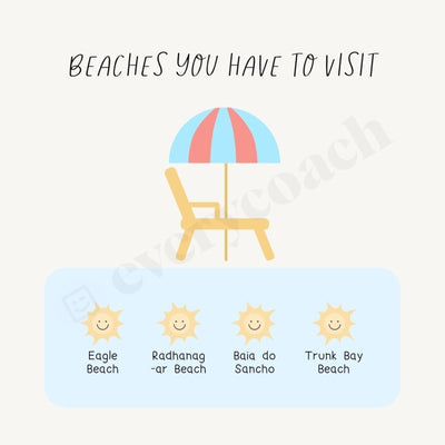 Beaches You Have To Visit Instagram Post Canva Template