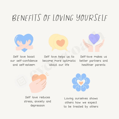 Benefits Of Loving Yourself Instagram Post Canva Template