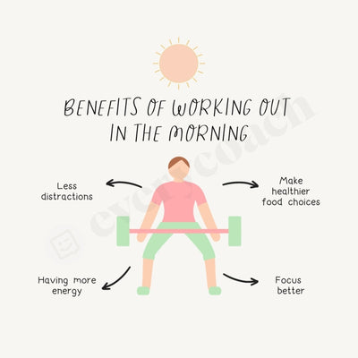Benefits Of Working Out In The Morning Instagram Post Canva Template