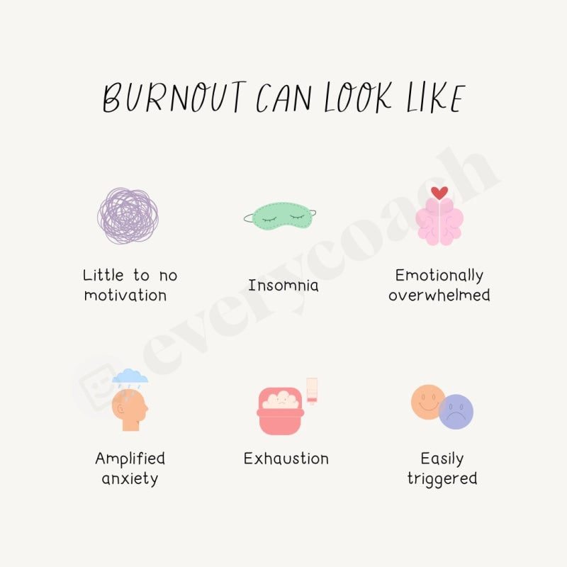 Burnout Can Look Like Instagram Post Canva Template