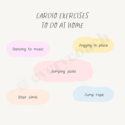 Cardio Exercises To Do At Home Instagram Post Canva Template