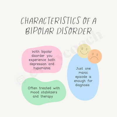 Characteristics Of A Bipolar Disorder Instagram Post Canva Template
