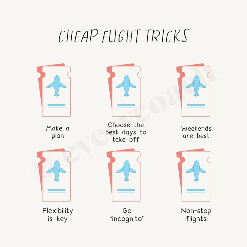 Cheap Flight Tricks Instagram Post Canva Template