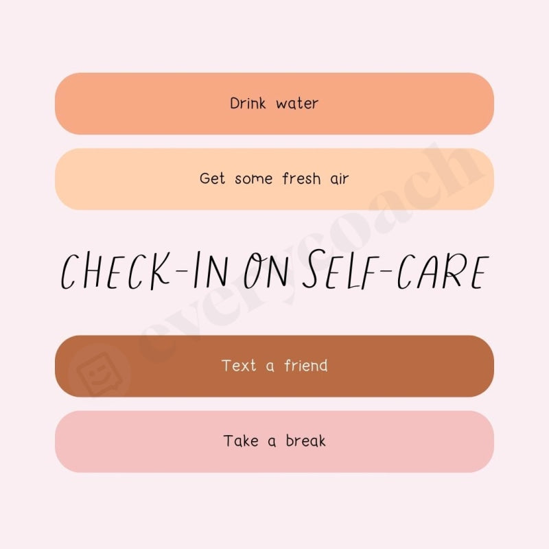 Check-In On Self-Care Instagram Post Canva Template