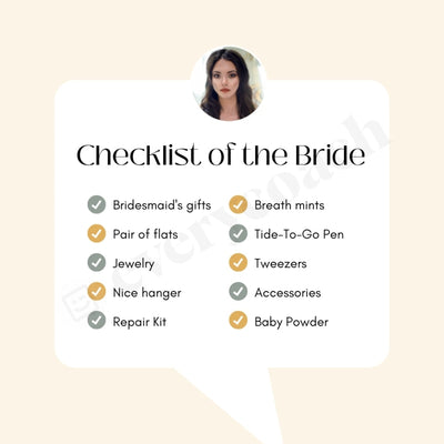 Checklist Of The Bride Instagram Post Canva Template