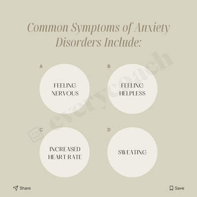 Common Symptoms Of Anxiety Disorders Include: Instagram Post Canva Template