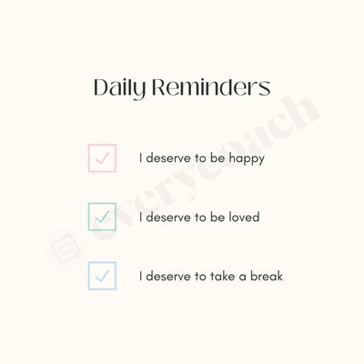 Daily Reminders Instagram Post Canva Template