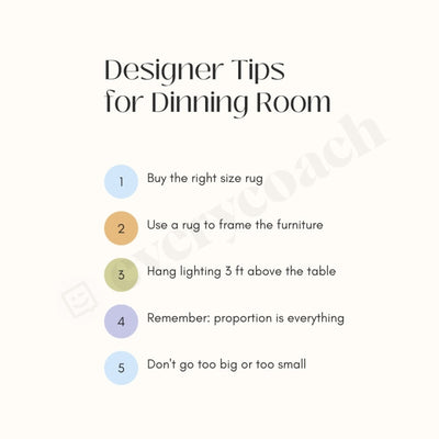 Designer Tips For Dinning Room Instagram Post Canva Template