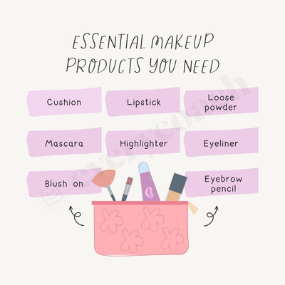 Essential Makeup Products You Need Instagram Post Canva Template