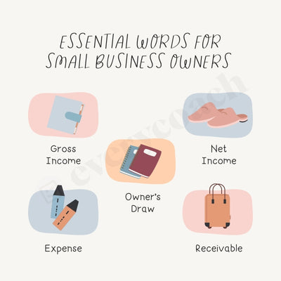 Essential Words For Small Business Owners Instagram Post Canva Template