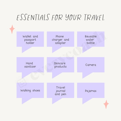 Essentials For Your Travel Instagram Post Canva Template