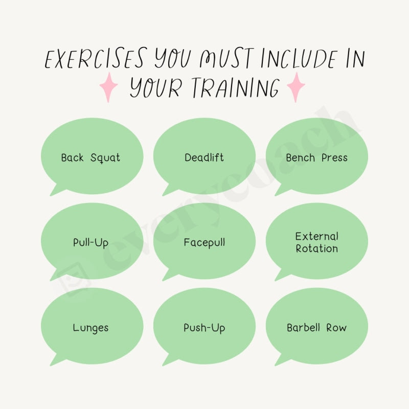 Exercises You Must Include In Your Training Instagram Post Canva Template