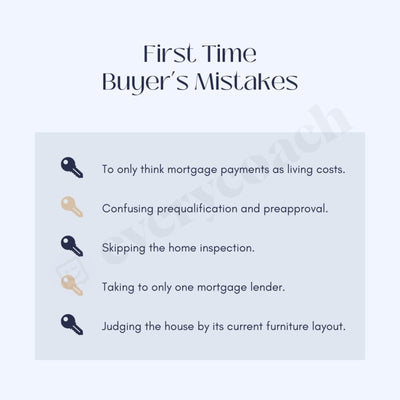 First Time Buyers Mistakes Instagram Post Canva Template