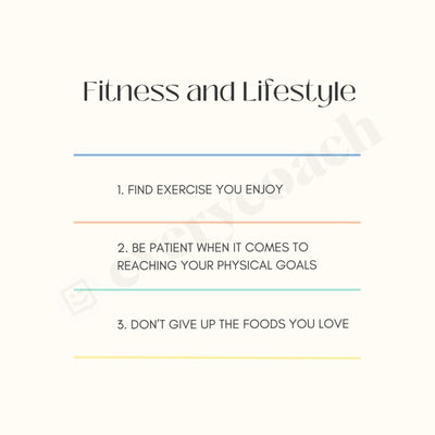 Fitness And Lifestyle Instagram Post Canva Template