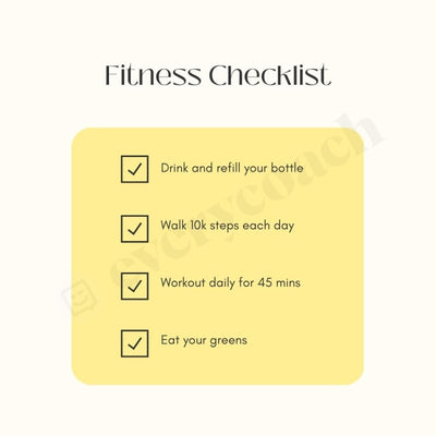 Fitness Checklist Instagram Post Canva Template