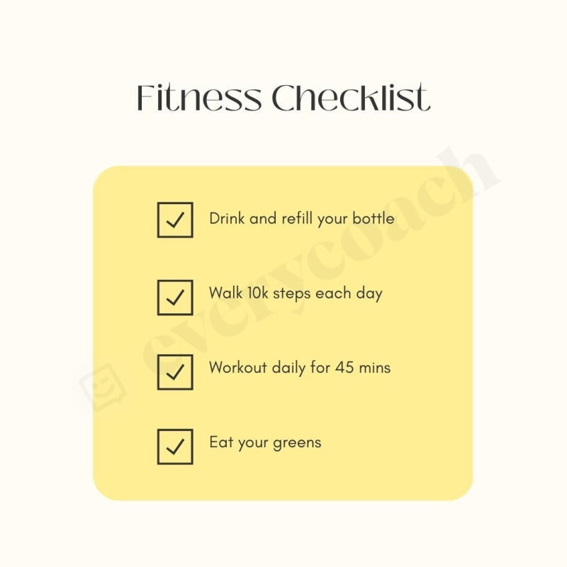Fitness Checklist Instagram Post Canva Template