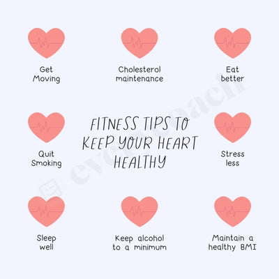 Fitness Tips To Keep Your Heart Healthy Instagram Post Canva Template
