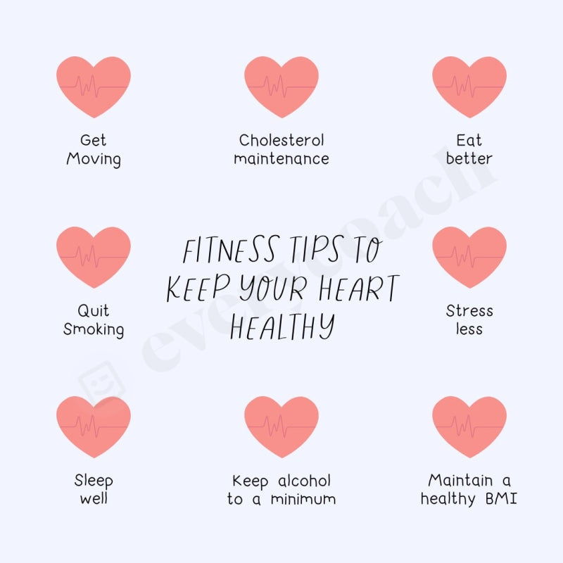 Fitness Tips To Keep Your Heart Healthy Instagram Post Canva Template