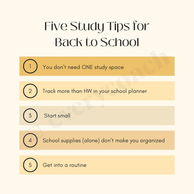 Five Study Tips For Back To School Instagram Post Canva Template