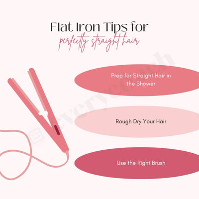 Flat Iron Tips For Perfectly Straight Hair Instagram Post Canva Template