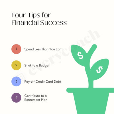 Four Tips For Financial Success Instagram Post Canva Template