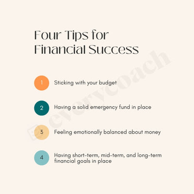 Four Tips For Financial Success Instagram Post Canva Template
