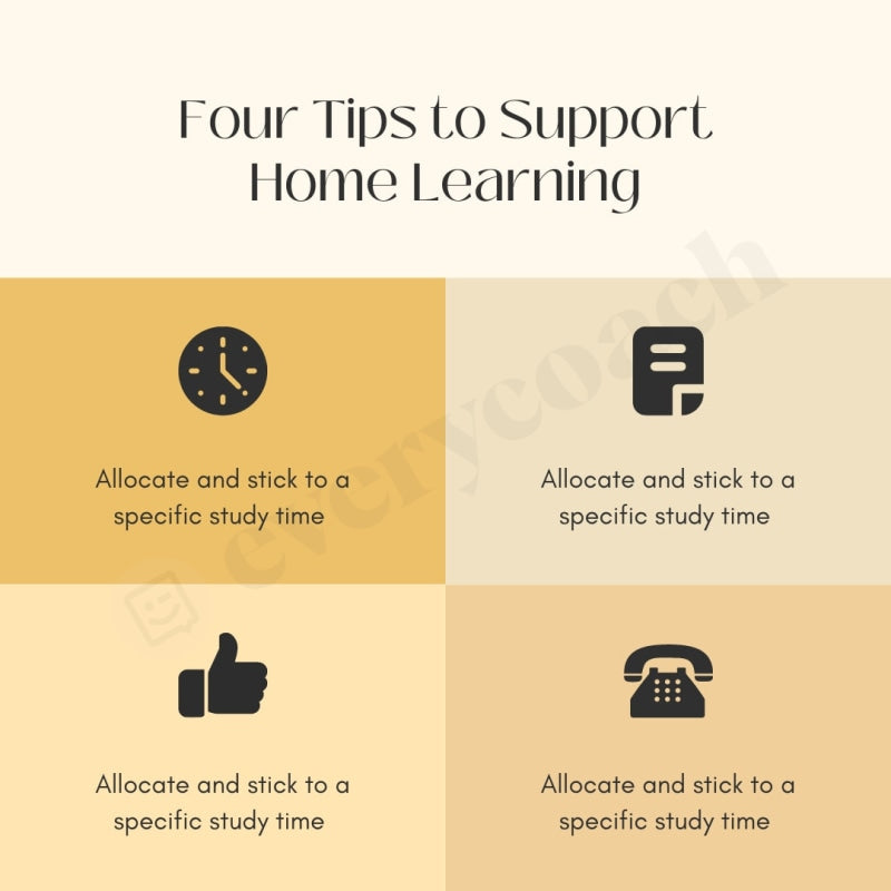 Four Tips Four Tips to Support Home Learning Instagram Post Canva Template ...