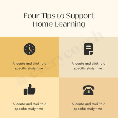 Four Tips To Support Home Learning Instagram Post Canva Template