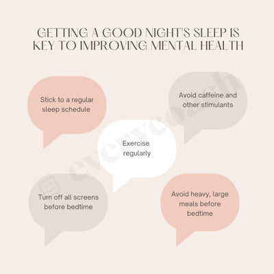 Getting A Good Nights Sleep Is Key To Improving Mental Health Instagram Post Canva Template