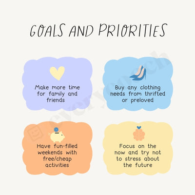 Goals And Priorities Instagram Post Canva Template
