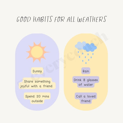Good Habits For All Weathers Instagram Post Canva Template