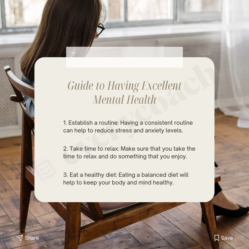Guide To Having Excellent Mental Health Instagram Post Canva Template