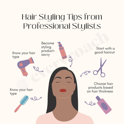 Hair Styling Tips From Professional Stylists Instagram Post Canva Template