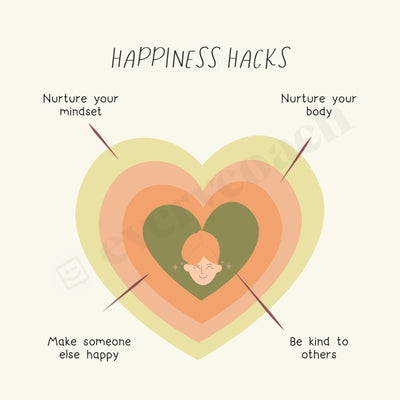 Happiness Hacks Instagram Post Canva Template