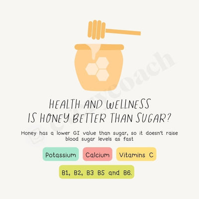 Health And Wellness Is Honey Better Than Sugar Instagram Post Canva Template
