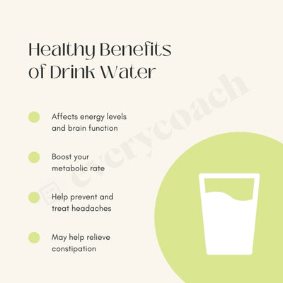 Healthy Benefits Of Drink Water Instagram Post Canva Template