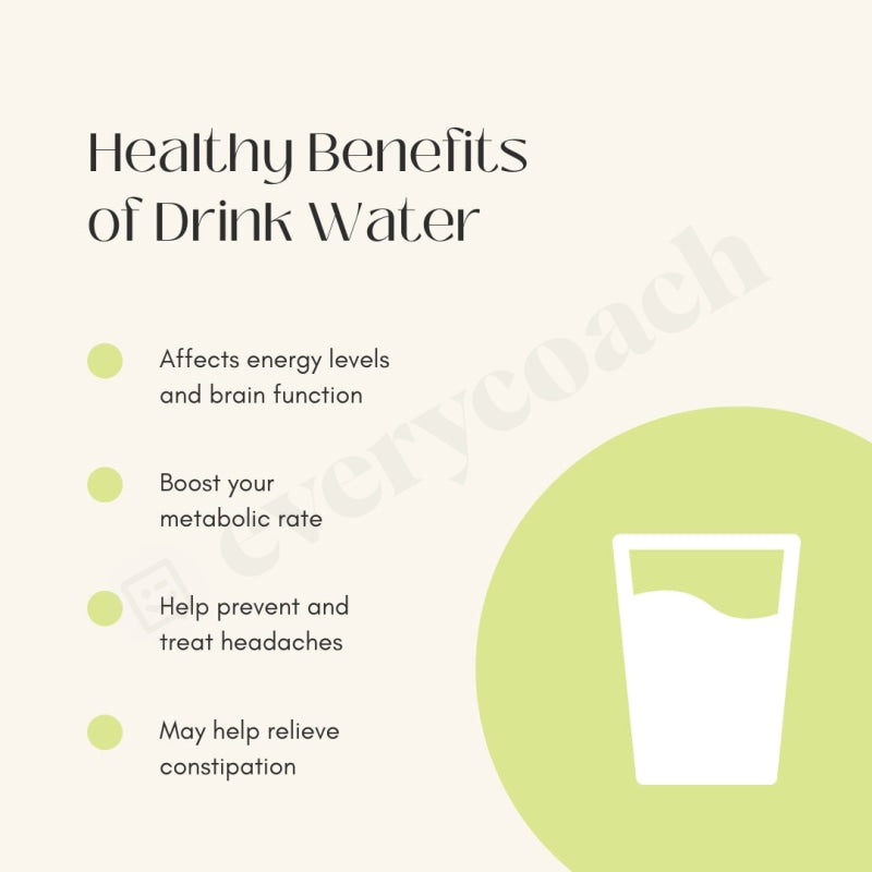 Healthy Benefits Of Drink Water Instagram Post Canva Template