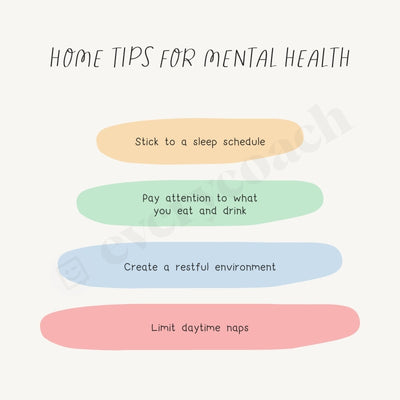 Home Tips For Mental Health Instagram Post Canva Template