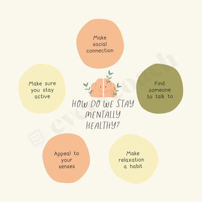 How Do We Stay Mentally Healthy Instagram Post Canva Template