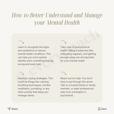 How To Better Understand And Manage Your Mental Health Instagram Post Canva Template
