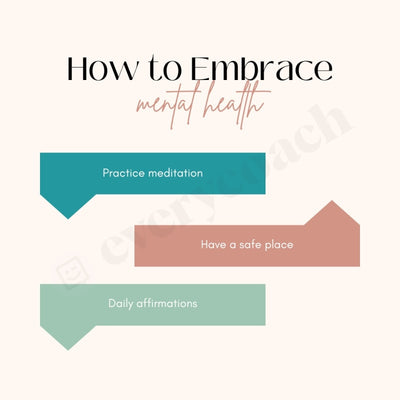 How To Embrace Mental Health Instagram Post Canva Template