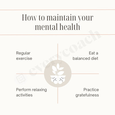 How To Maintain Your Mental Health Instagram Post Canva Template