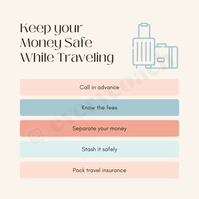 Keep Your Money Safe While Traveling Instagram Post Canva Template