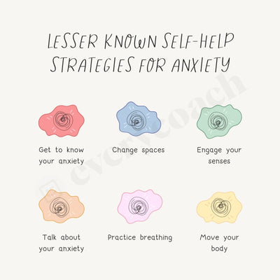 Lesser Known Self-Help Strategies For Anxiety Instagram Post Canva Template