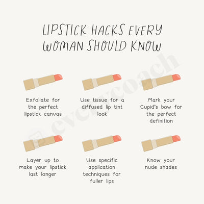 Lipstick Hacks Every Woman Should Know Instagram Post Canva Template