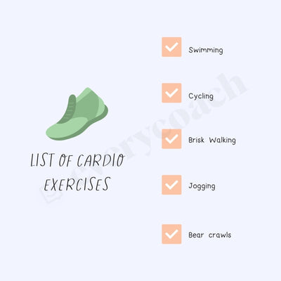 List Of Cardio Exercises Instagram Post Canva Template