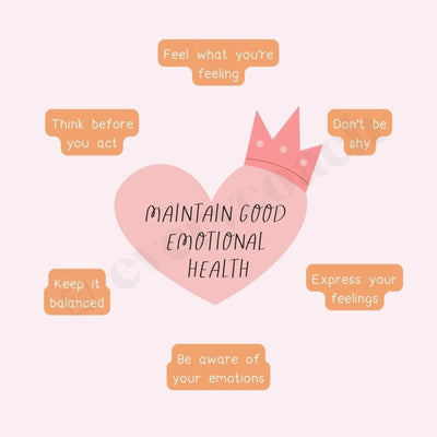 Maintain Good Emotional Health Instagram Post Canva Template