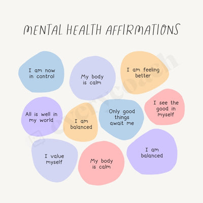Mental Health Affirmations Instagram Post Canva Template