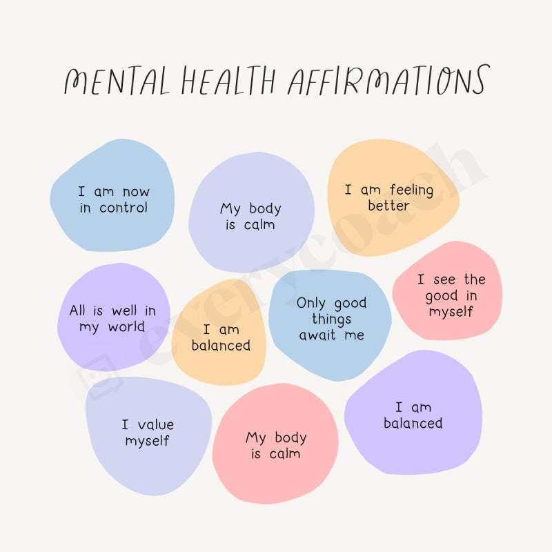 Mental Health Affirmations Instagram Post Canva Template